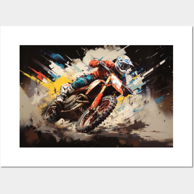 Motocross Action Sport Painting Abstract Art Decor Wall Art by Cubebox